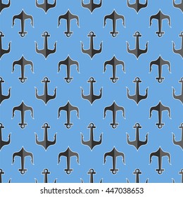 Vector Set of Anchor Isolated on White Background. Anchor Seamless Pattern.