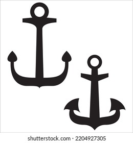 Vector Set Of Anchor Silhouettes Illustration Isolated On White Background