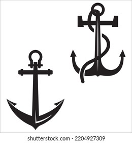 Vector Set Of Anchor Silhouettes Illustration Isolated On White Background