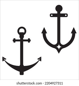 Vector Set Of Anchor Silhouettes Illustration Isolated On White Background