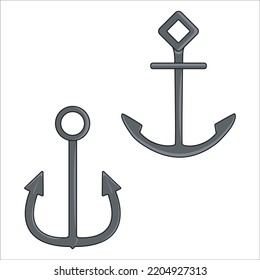 Vector Set Of Anchor Silhouettes Illustration Isolated On White Background