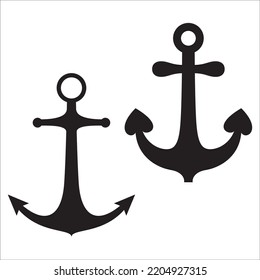 Vector Set Of Anchor Silhouettes Illustration Isolated On White Background