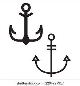 Vector Set Of Anchor Silhouettes Illustration Isolated On White Background