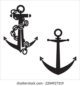 Vector Set Of Anchor Silhouettes Illustration Isolated On White Background