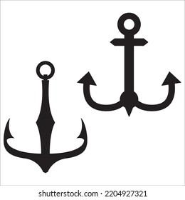 Vector Set Of Anchor Silhouettes Illustration Isolated On White Background