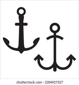 Vector Set Of Anchor Silhouettes Illustration Isolated On White Background