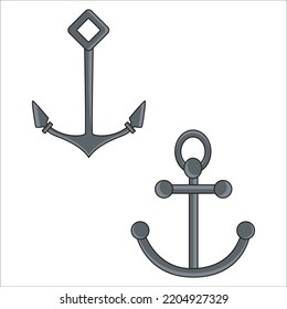 Vector Set Of Anchor Silhouettes Illustration Isolated On White Background