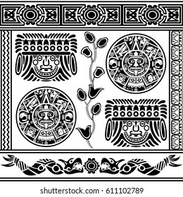 Vector of set of ancient American ornaments on white