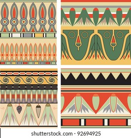 Vector set of ancient Egyptian seamless patterns