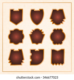 vector set of ancient medieval frames for game graphics and texture of paper