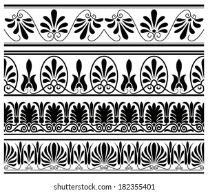 Vector set of ancient national greek seamless ornaments (patterns, borders)