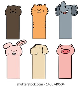 vector set of animal bookmark cartoon