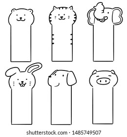 vector set of animal bookmark cartoon