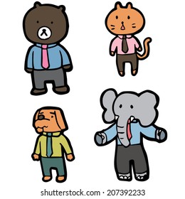 vector set of animal in business suit