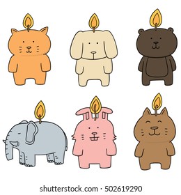vector set of animal candle