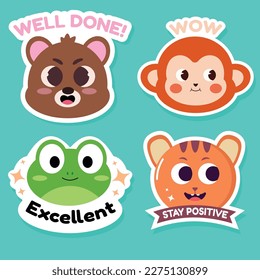 Vector set animal cartoon great job stickers