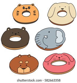 vector set of animal donut