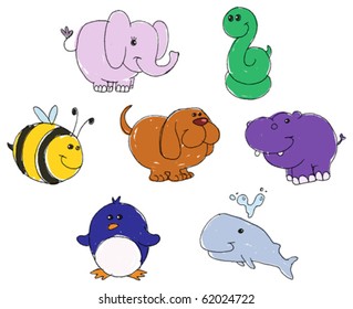 Vector set of animal doodles