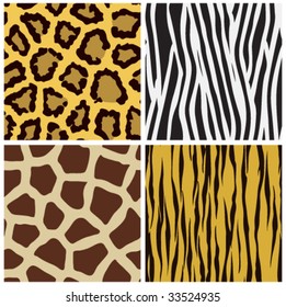 vector set of animal fur seamless pattern