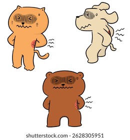 vector set of animal got backache