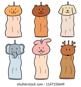 vector set of animal hand towel