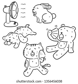 vector set of animal in hot weather