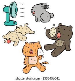 vector set of animal in hot weather