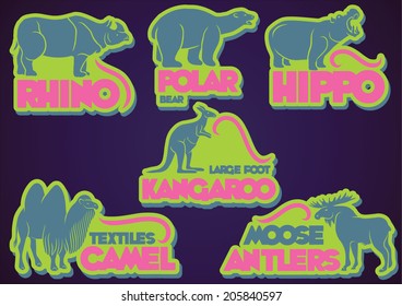Vector set of animal labels
