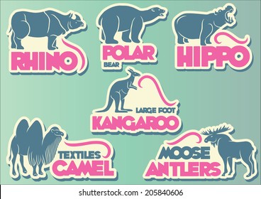 Vector set of animal labels