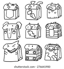 vector set of animal paper bag