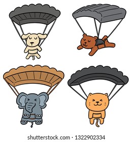vector set of animal parachuting
