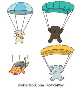 vector set of animal parachuting
