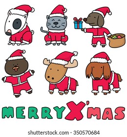 vector set of animal in santa claus uniform
