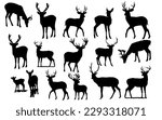 vector set of animal silhouettes deers 