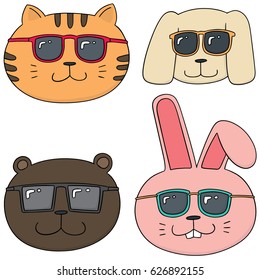 vector set of animal with sunglasses