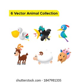 vector set with animals in cartoon style. Vector collection 06