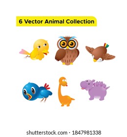 vector set with animals in cartoon style. Vector collection 06
