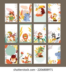 vector set with animals in cartoon style