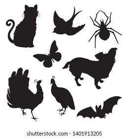 Vector set animals silhouettes: