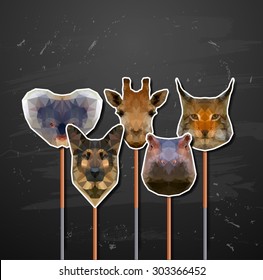 vector set of animals in the style of origami abstract triangle polygonal
