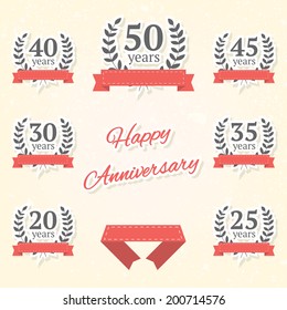 Vector set of anniversary elements