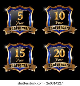Vector set of anniversary elements, 5, 10, 15 , 20, year anniversary badge - eps 10