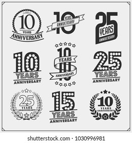 Vector set of Anniversary emblems, stickers and badges.
