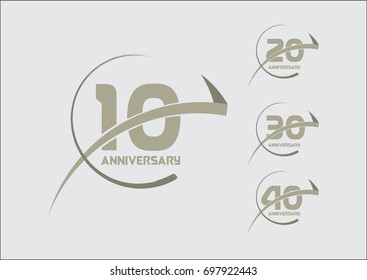 vector set of anniversary sign, symbols. ten, twenty, thirteen, fourteen