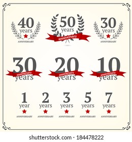 Vector set of anniversary signs