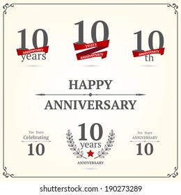 Vector set of anniversary signs