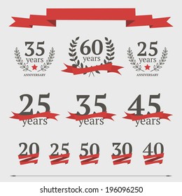 Vector set of anniversary signs