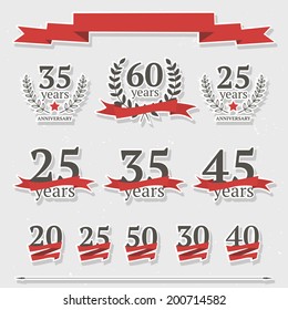 Vector set of anniversary signs