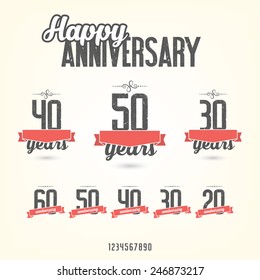 Vector set of anniversary signs