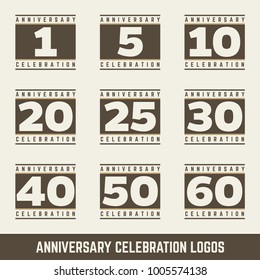 Vector set of anniversary symbols. Anniversary logo's collection.